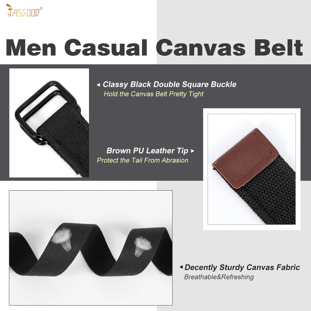 2pcs Men's Belt Kids Canvas Web Belt Football Belt with Double D-ring Buckle