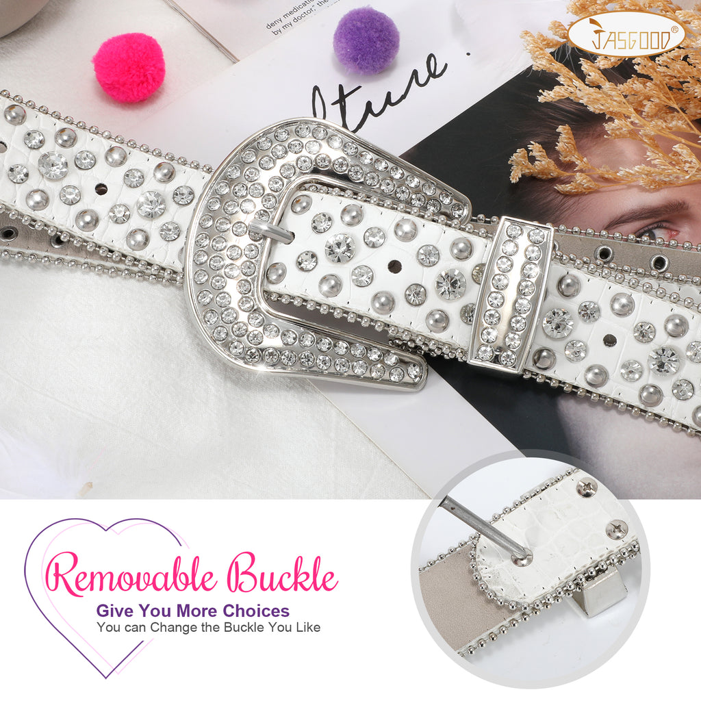 Women Mens  Popular Luxury Crystal Diamond Studded Rhinestone Western Sparkle Designer Leather Belt