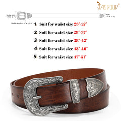 Women Leather Belt for Pants Dress Jeans Waist Belt with Brushed Alloy Buckle By JASGOOD