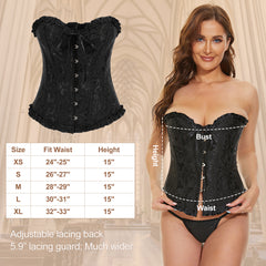 JASGOOD Women Lace-up Bustier Corset Top Sexy Overbust Body Shapewear Waist Cincher Corset