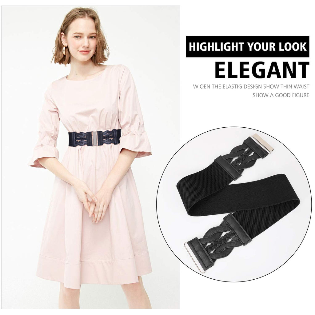 Women Elastic Stretchy Retro Wide Waist Cinch Belt 50s Vintage Ladies Dress Plus Size Belt By JASGOOD 