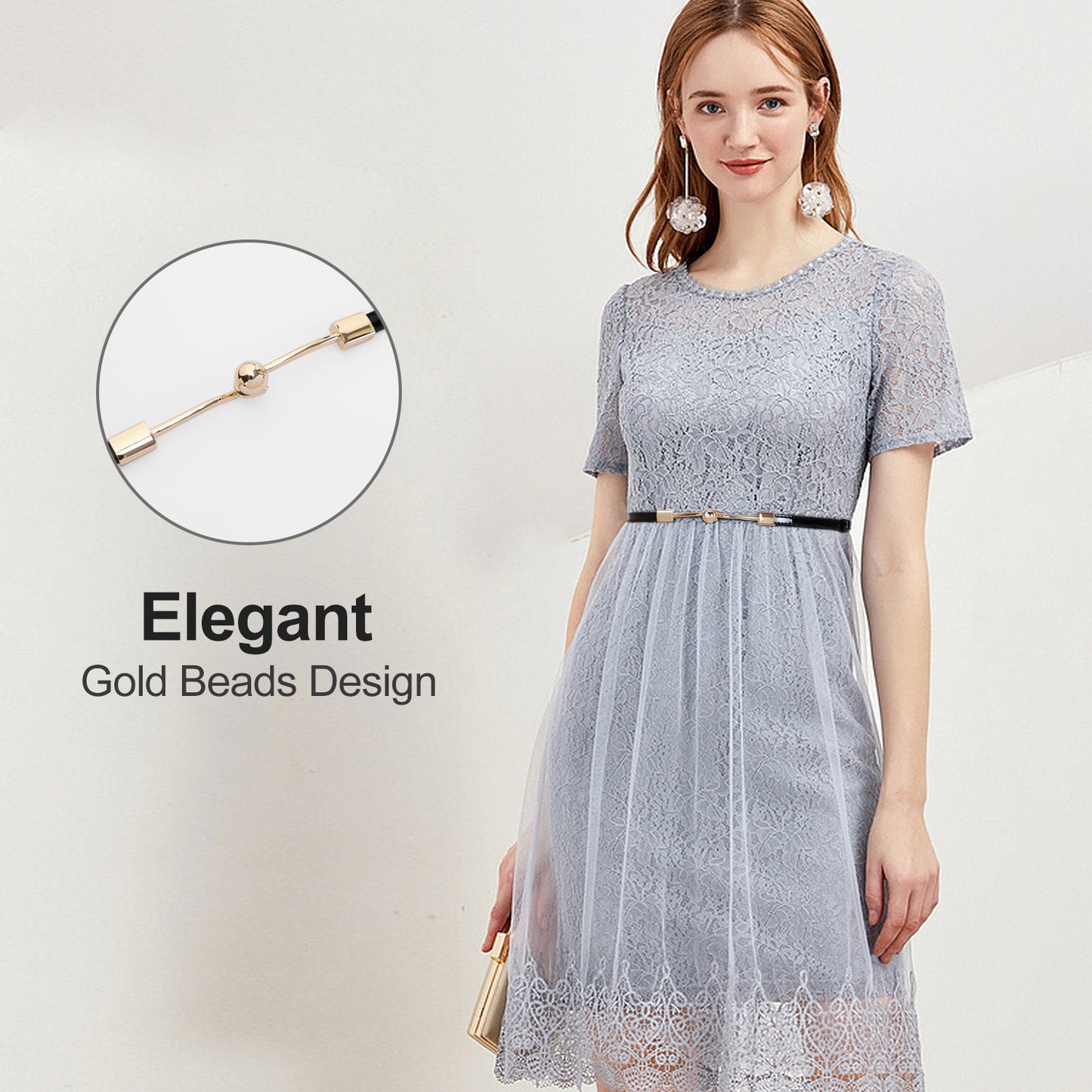 JASGOOD Women Skinny Leather Belt Adjustable Thin Waist Belt with Metal Buckle for Dress 