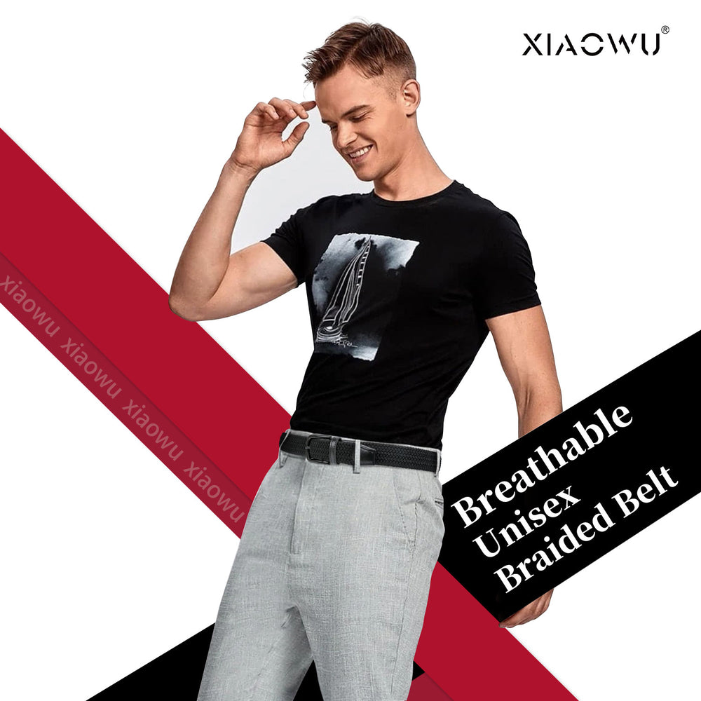 Jasgood Braided Canvas Stretch Belt Elastic Casual Belt For Men Woven Elastic Belt-Causal Belt for Golf Pants Jeans