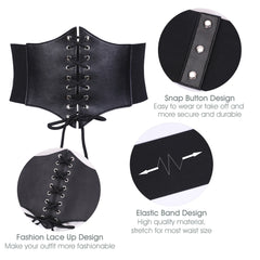 Women’s Elastic Costume Waist Belt Lace-up Tied Waspie Corset Belts for Women by JASGOOD 