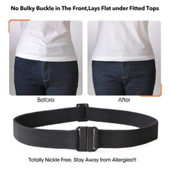 No Show Women Stretch Belt Invisible Elastic Web Strap Belt with Flat Buckle for Jeans Pants Dresses 