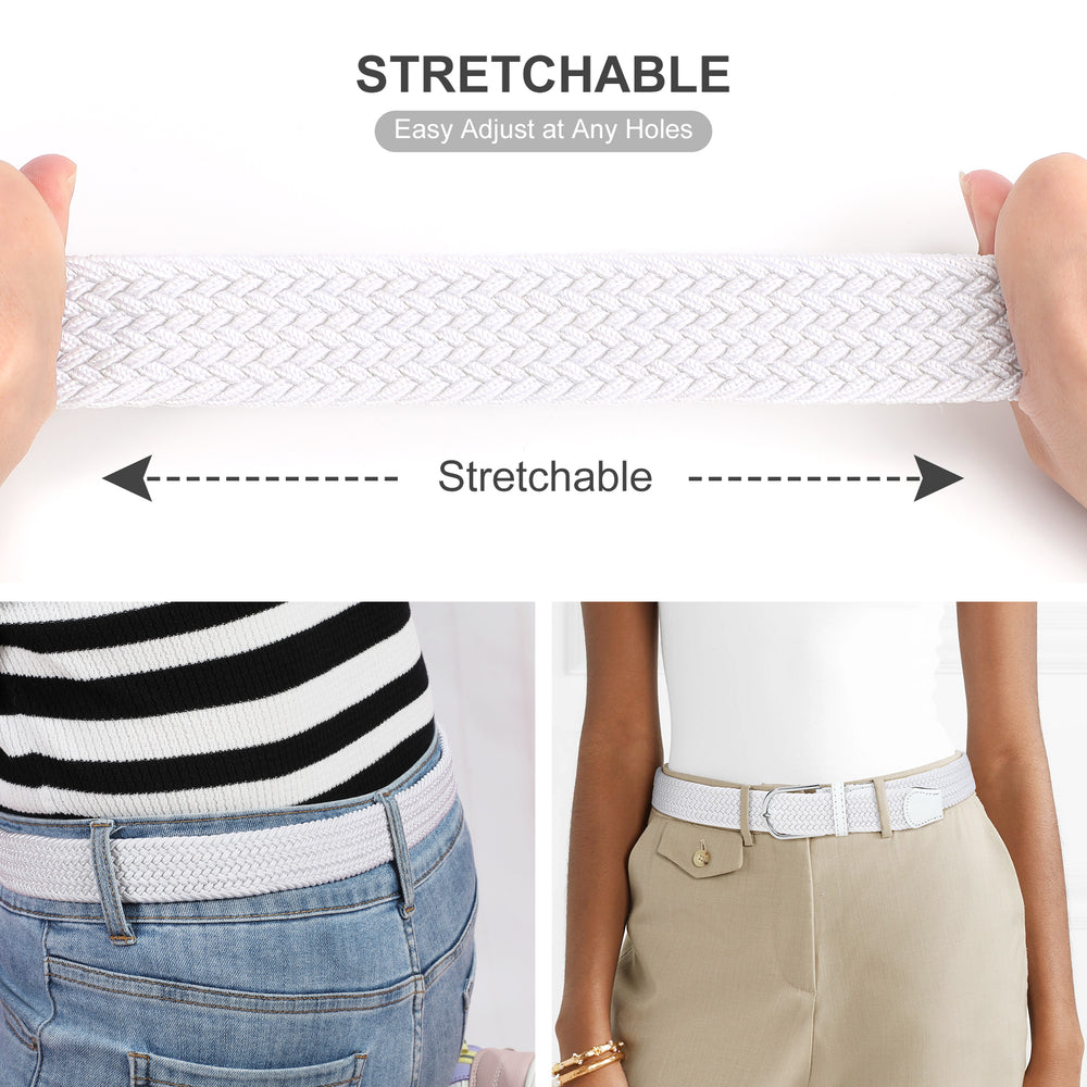 Braided Elastic Belt for Men Women Junior-Woven Canvas Stretch Belts