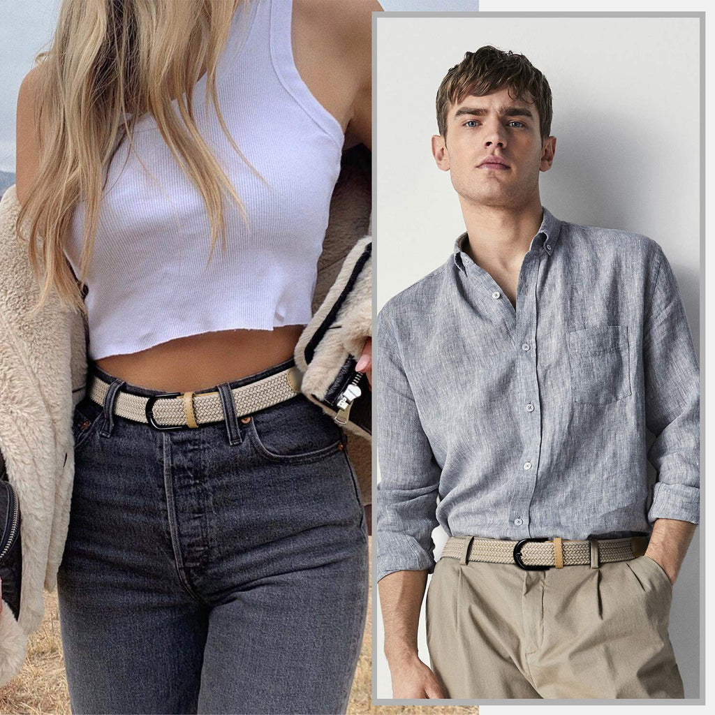 Braided Canvas Stretch Belt Elastic Casual Belt for Men, Women and Junior 1.3 Inches Wide - JASGOOD OFFICIAL