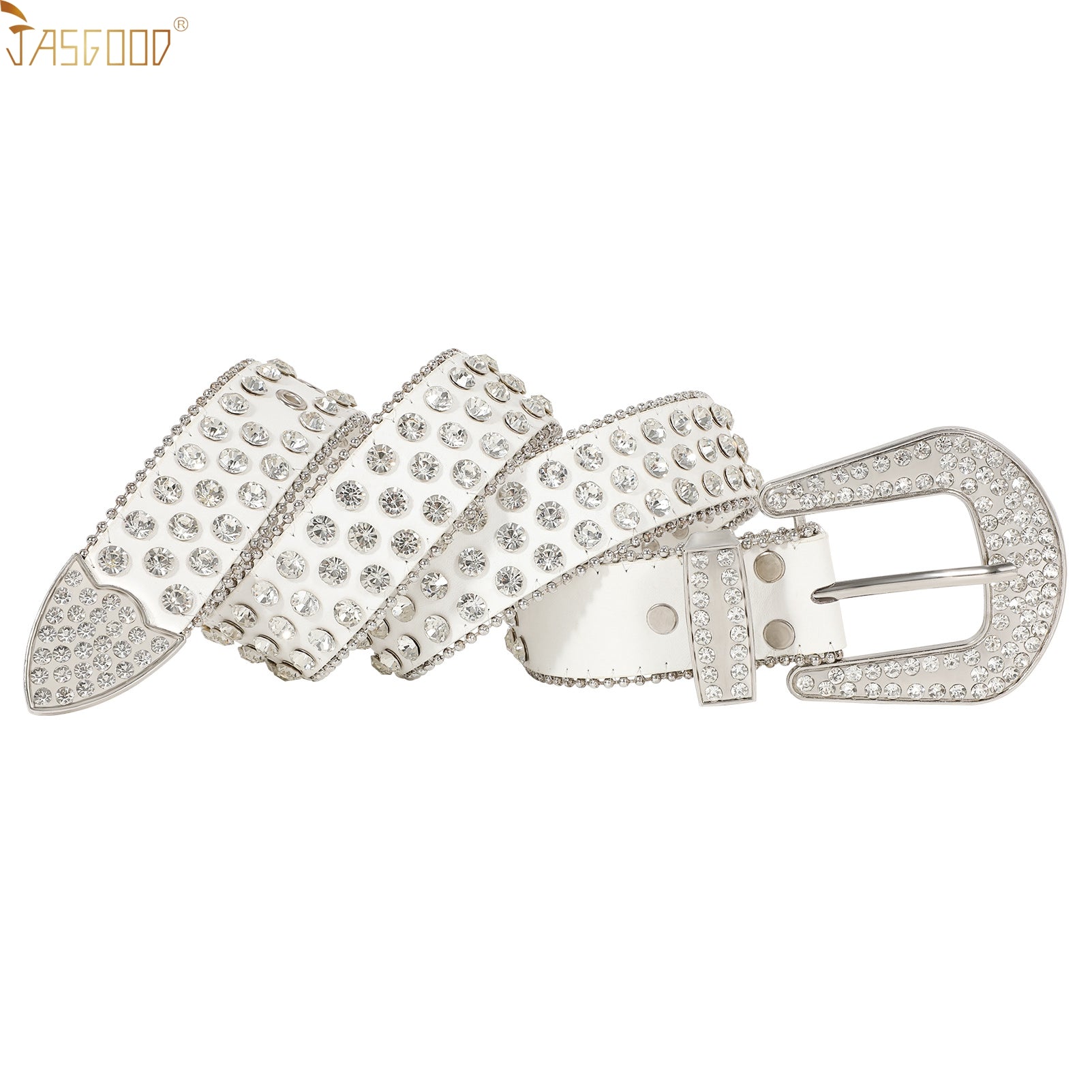 Halloween Rhinestone Belt for Women  Western Cowgirl Bling Studded Leather Belt for Jeans Pants - JASGOOD OFFICIAL