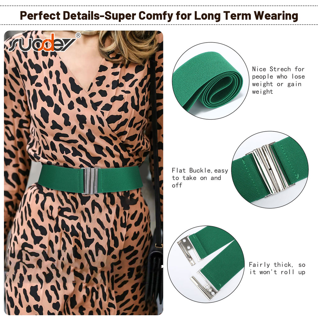 JASGOOD Women's Elastic Wide Dress Belt Retro Stretchy Waist Belt