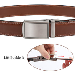 2 Pack Leather Ratchet Dress Belt for Men Perfect with Automatic Buckle