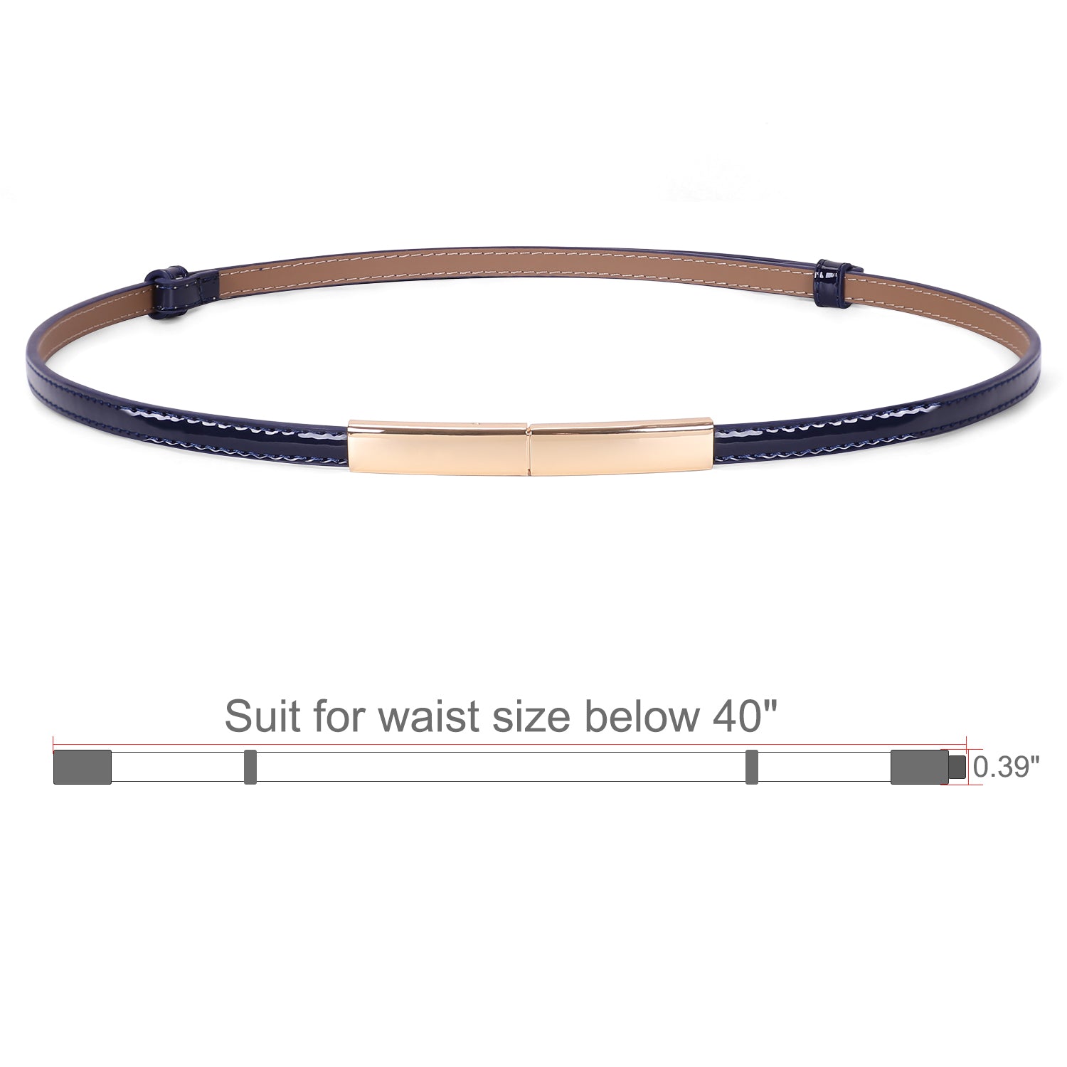 Women’s Skinny Blue  Leather Belt Adjustable Slim Waist Belt with Gold Alloy Buckle for Dress By JASGOOD 