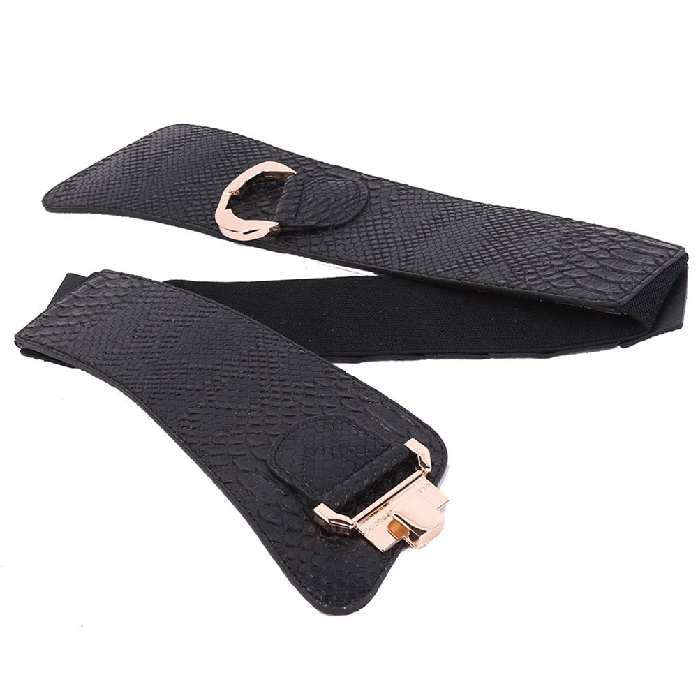 Women's Wide Elastic Stretch Adjustable Waist Belt Fashion Snake Pattern by JASGOOD 
