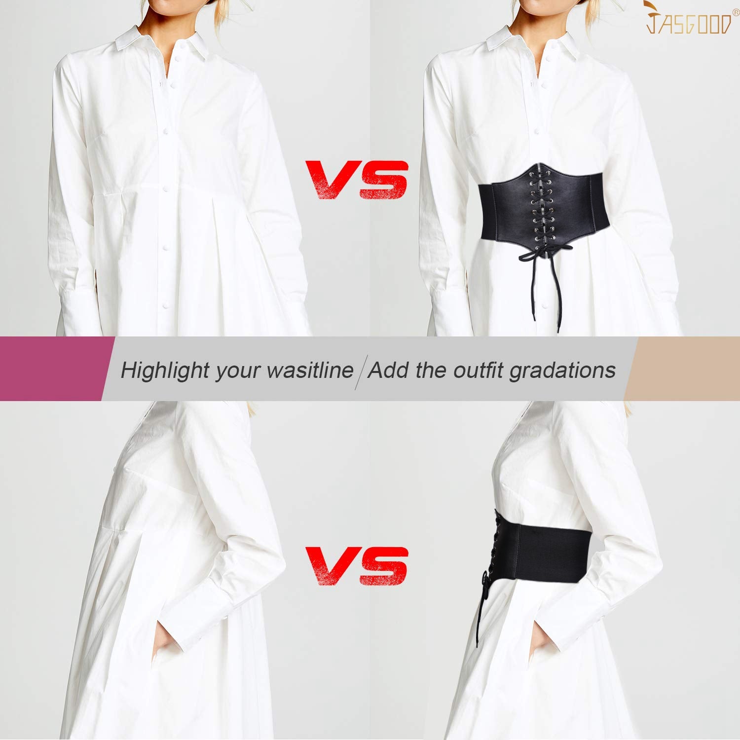 Women’s Elastic Costume Waist Belt Lace-up Tied Waspie Corset Belts for Women by JASGOOD - JASGOOD OFFICIAL