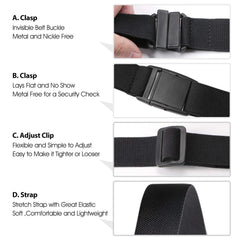 2 Pack Invisible Women Stretch Belt No Show Elastic Web Strap Belt with Flat Buckle for Jeans Pants Dresses 