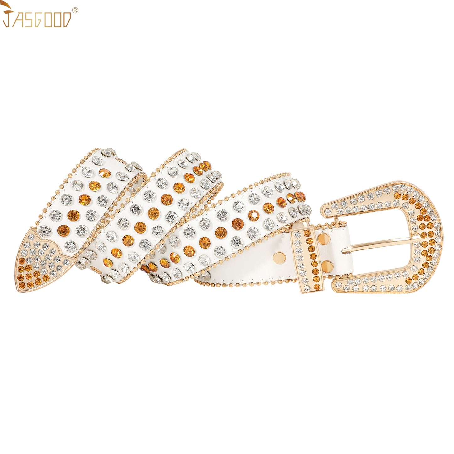 Halloween Rhinestone Belt for Women  Western Cowgirl Bling Studded Leather Belt for Jeans Pants - JASGOOD OFFICIAL