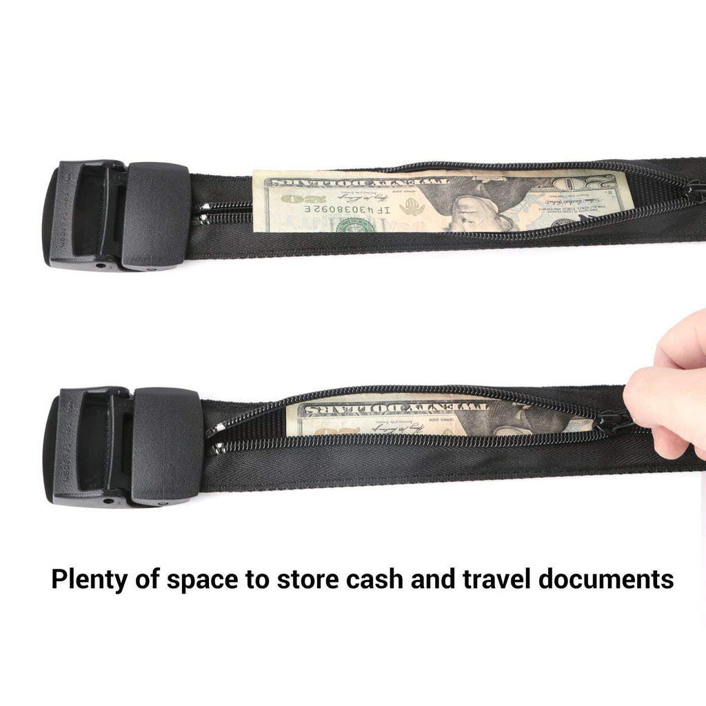 Travel Security Money Belt with Hidden Money Pocket - Cashsafe Anti-Theft Pocket Unisex Nickel free Nylon Belt by JASGOOD 