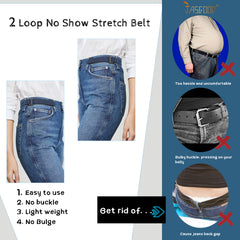 Men Women 2 Pack Elastic Invisible Belts No Buckle Stretch Belt for Jeans