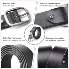 WHIPPY New Arrival Jeans Belt for Women Leather Belt with Solid Pin Buckle Pants Size up to 44" 