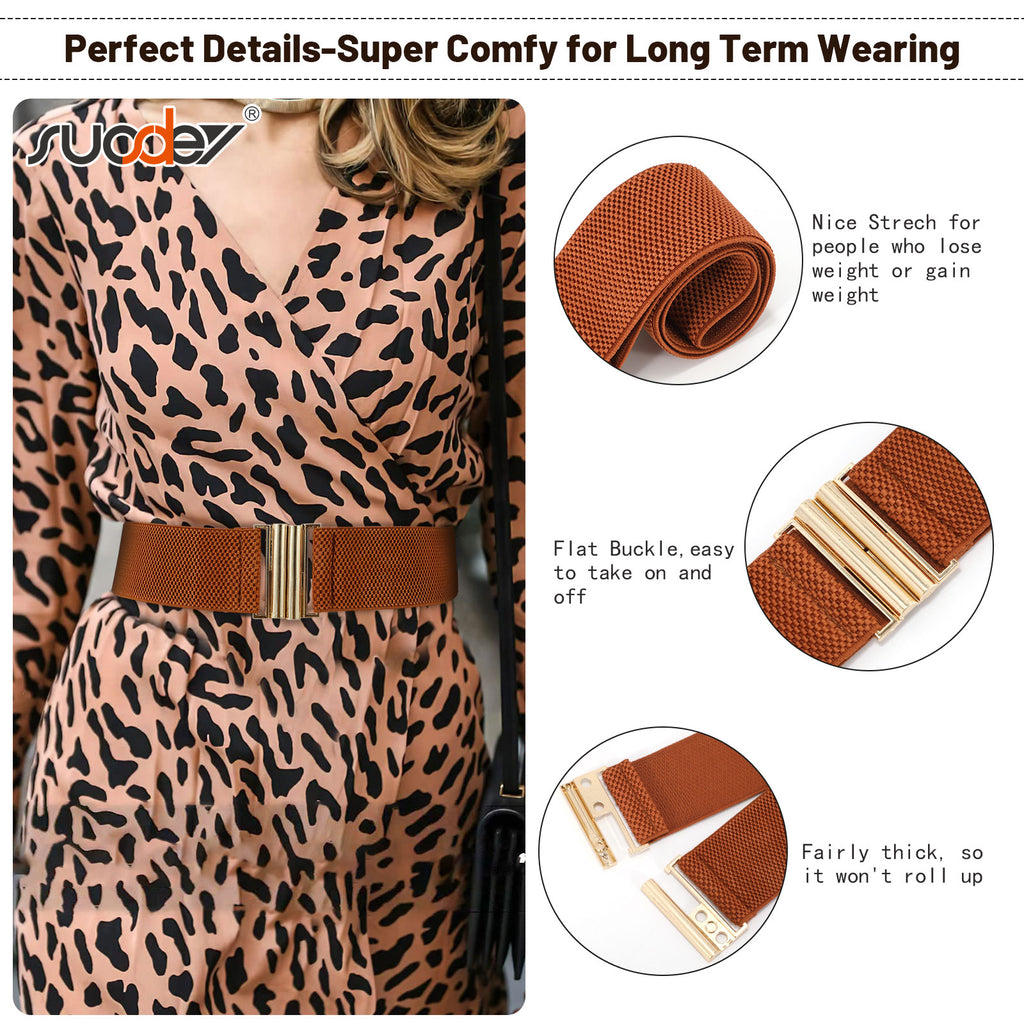 JASGOOD Women's Elastic Wide Dress Belt Retro Stretchy Waist Belt