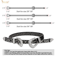 Luxury Crystal Skull designer  Diamond Studded Rhinestone Belts Western Sparkle Leather Men Women Belt