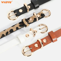 Set of 4 Women Skinny Leather Belt Thin Waist Belt with Metal Buckle for Pants Jeans Dresses