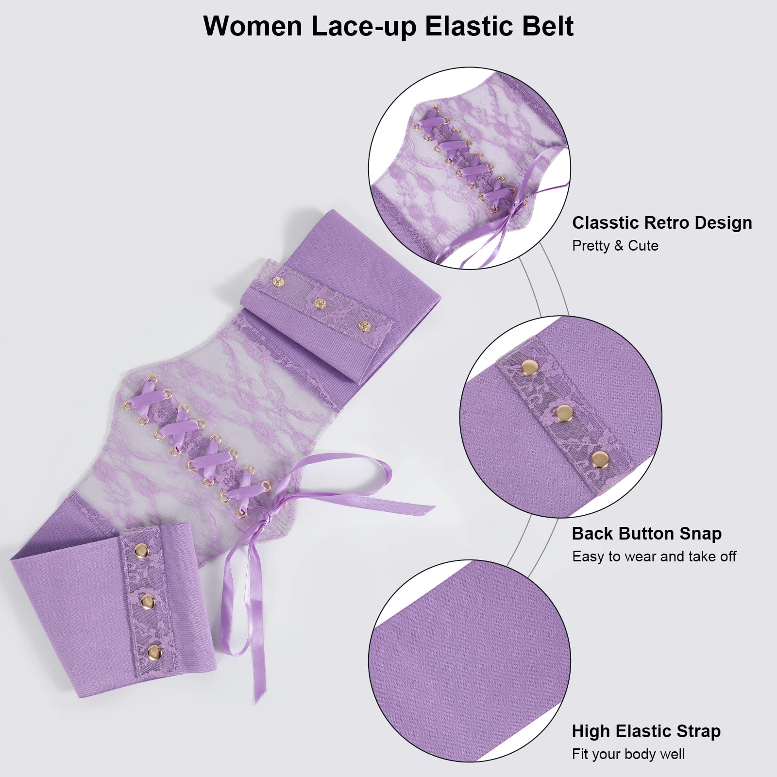 Women Lace-up Corset Waist Belt Transparent PVC Lace Crochet  Elastic Wide Belt for Dress - JASGOOD OFFICIAL