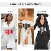 Women Lace-up Corset Waist Belt Transparent PVC Lace Crochet  Elastic Wide Belt for Dress