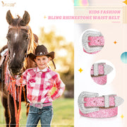 Rhinestone Belt for Men Women Western Cowboy Cowgirl Bling Studded Leather Belt for Jeans Pants