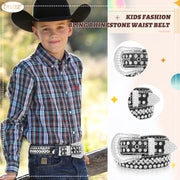 Rhinestone Belt for Men Women Western Cowboy Cowgirl Bling Studded Leather Belt for Jeans Pants