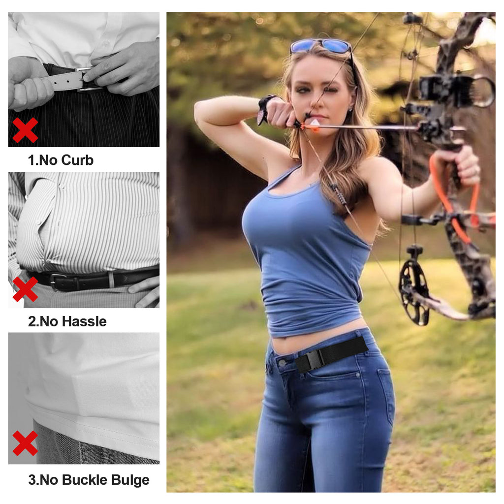 No Buckle Stretch Belt for Women/Men—2 Pack Elastic Invisible Belts for Jeans