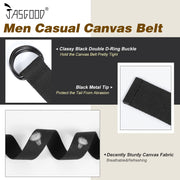 JASGOOD Canvas Web D Ring Belt Khaki Buckle Military Style for Men and Women - JASGOOD OFFICIAL