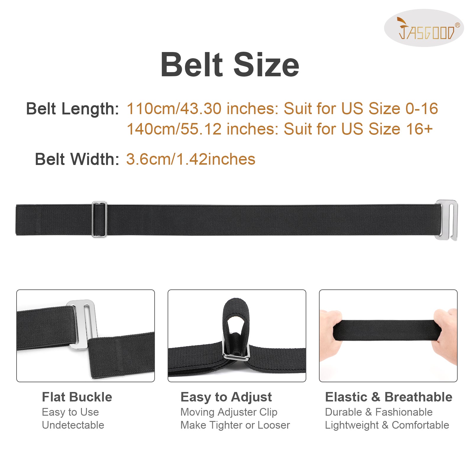 Flat Buckle Invisible Elastic Stretch Belt for Men Great Gift for Father - JASGOOD OFFICIAL