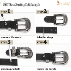 Women Leather Belt for Pants Dress Jeans Waist Belt with Brushed Alloy Buckle By JASGOOD