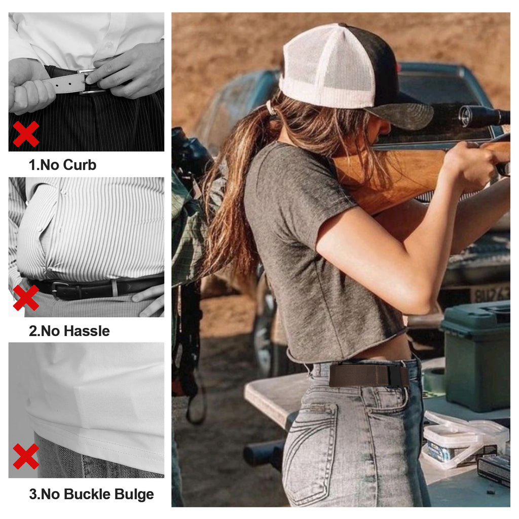 No Buckle Stretch Belt for Women/Men—2 Pack Elastic Invisible Belts for Jeans