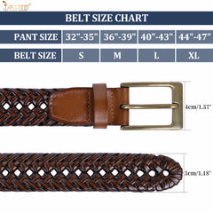 Men's Braided Leather Belt, Braided Woven Belt for Men Casual Jeans with Solid Strap Single Prong Buckle by JASGOOD - JASGOOD OFFICIAL