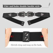 Women Leather Belts Ladies Vintage Western Design Black Waist Belt for Pants Jeans Dresses 