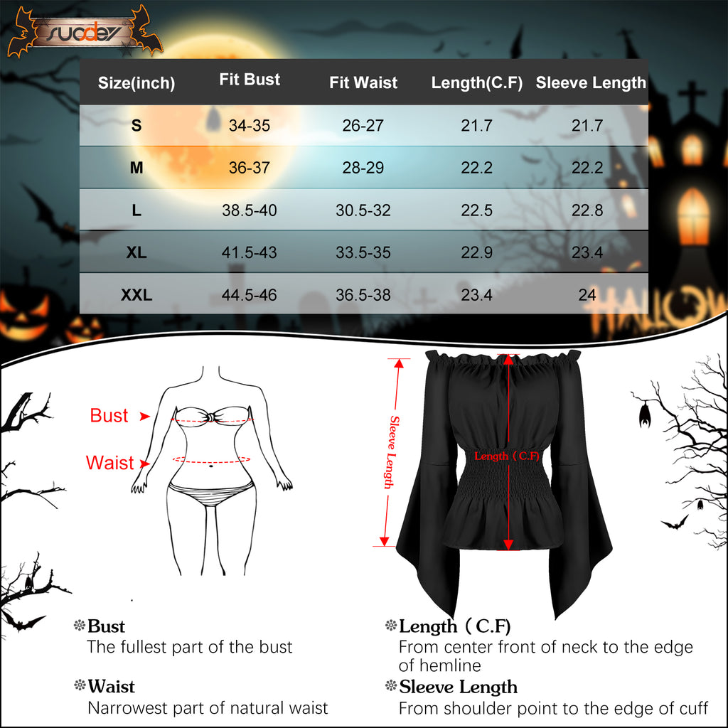 Women Clothes Halloween Cosplay  Renaissance Elastic Stretchy Shirt