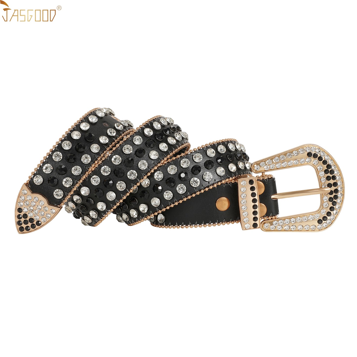 Halloween Rhinestone Belt for Women  Western Cowgirl Bling Studded Leather Belt for Jeans Pants - JASGOOD OFFICIAL