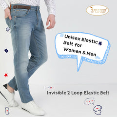 Men Women 2 Pack Elastic Invisible Belts No Buckle Stretch Belt for Jeans