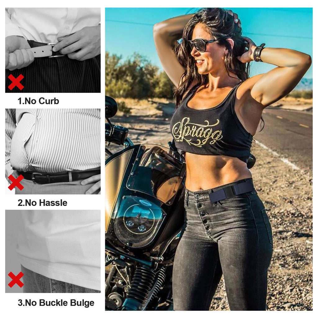 No Buckle Stretch Belt for Women/Men—2 Pack Elastic Invisible Belts for Jeans