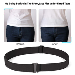 No Show Women Stretch Belt Invisible Elastic Web Strap Belt with Flat Buckle for Jeans Pants Dresses 