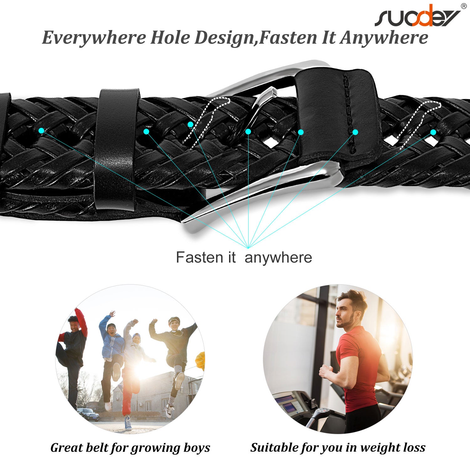 Men’s Leather Braided Belt Cowhide Leather Woven Belt for Jeans - JASGOOD OFFICIAL