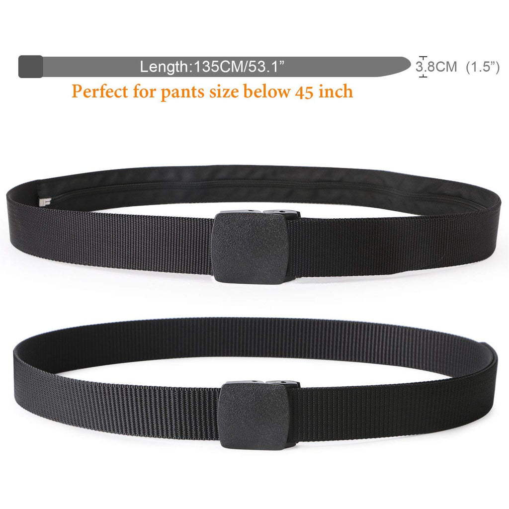 JASGOOD Men Travel Security Money Belt with Hidden Money Pocket  Unisex Nickel free Nylon Belt Cashsafe Anti-Theft 