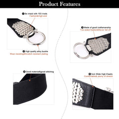 Women's Fashion Vintage Wide Elastic Waist Belt For Dresses With Rivets Studs By JASGOOD 