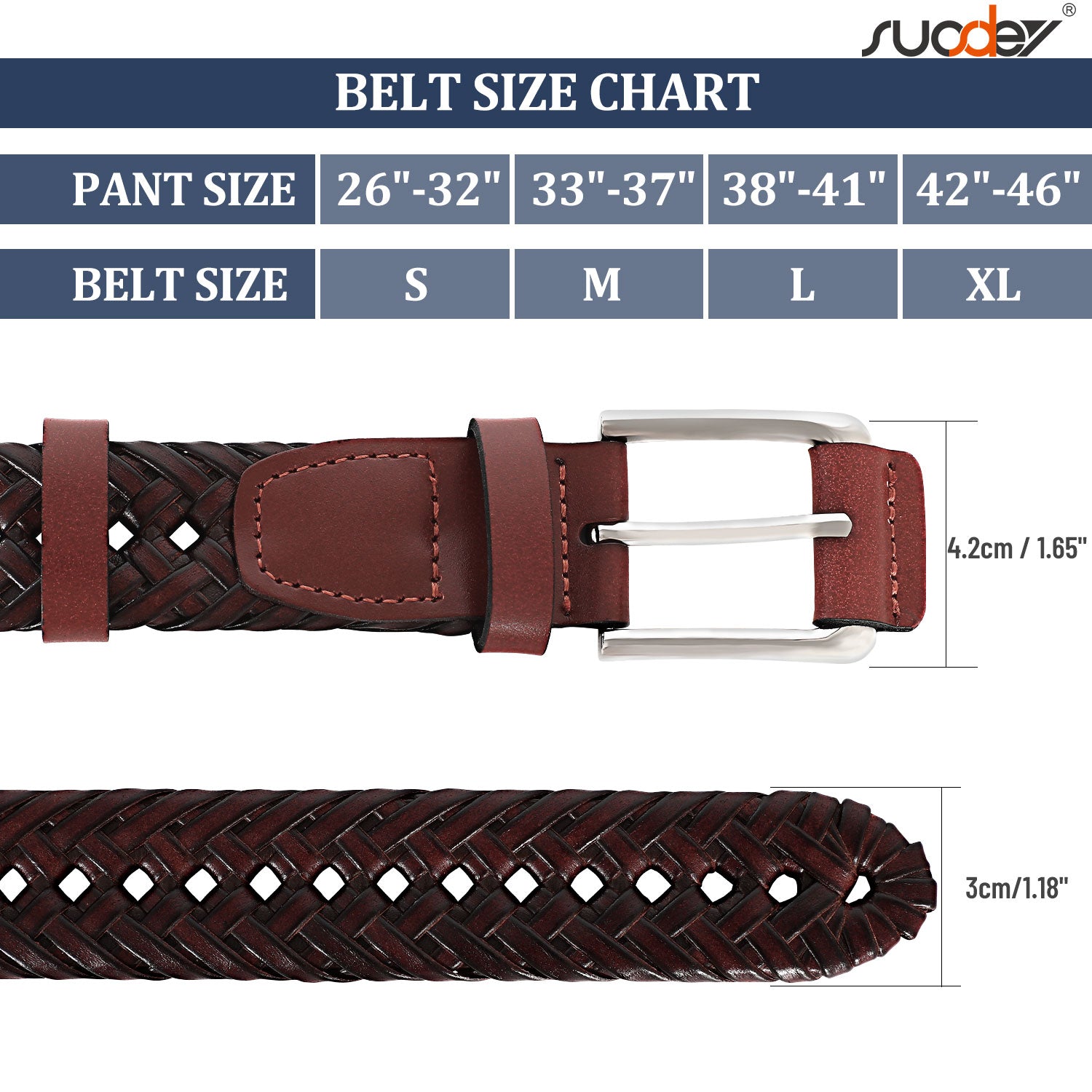 Men’s Leather Braided Belt Cowhide Leather Woven Belt for Jeans - JASGOOD OFFICIAL