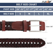 Men’s Leather Braided Belt Cowhide Leather Woven Belt for Jeans