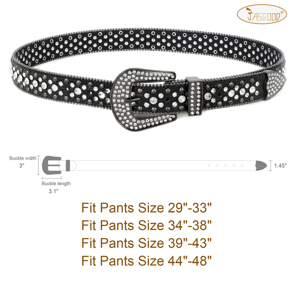 Women Mens  Popular Luxury Crystal Diamond Studded Rhinestone Western Sparkle Designer Leather Belt