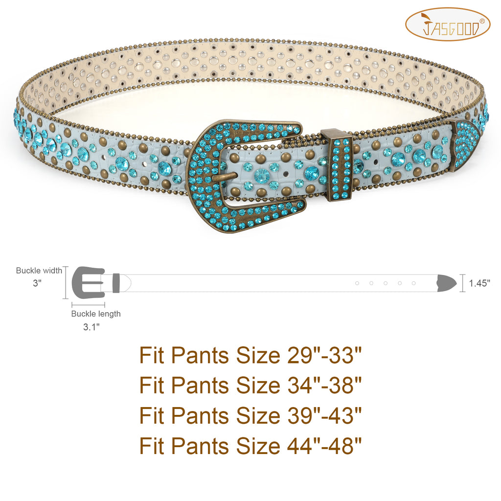 Women Mens  Popular Luxury Crystal Diamond Studded Rhinestone Western Sparkle Designer Leather Belt