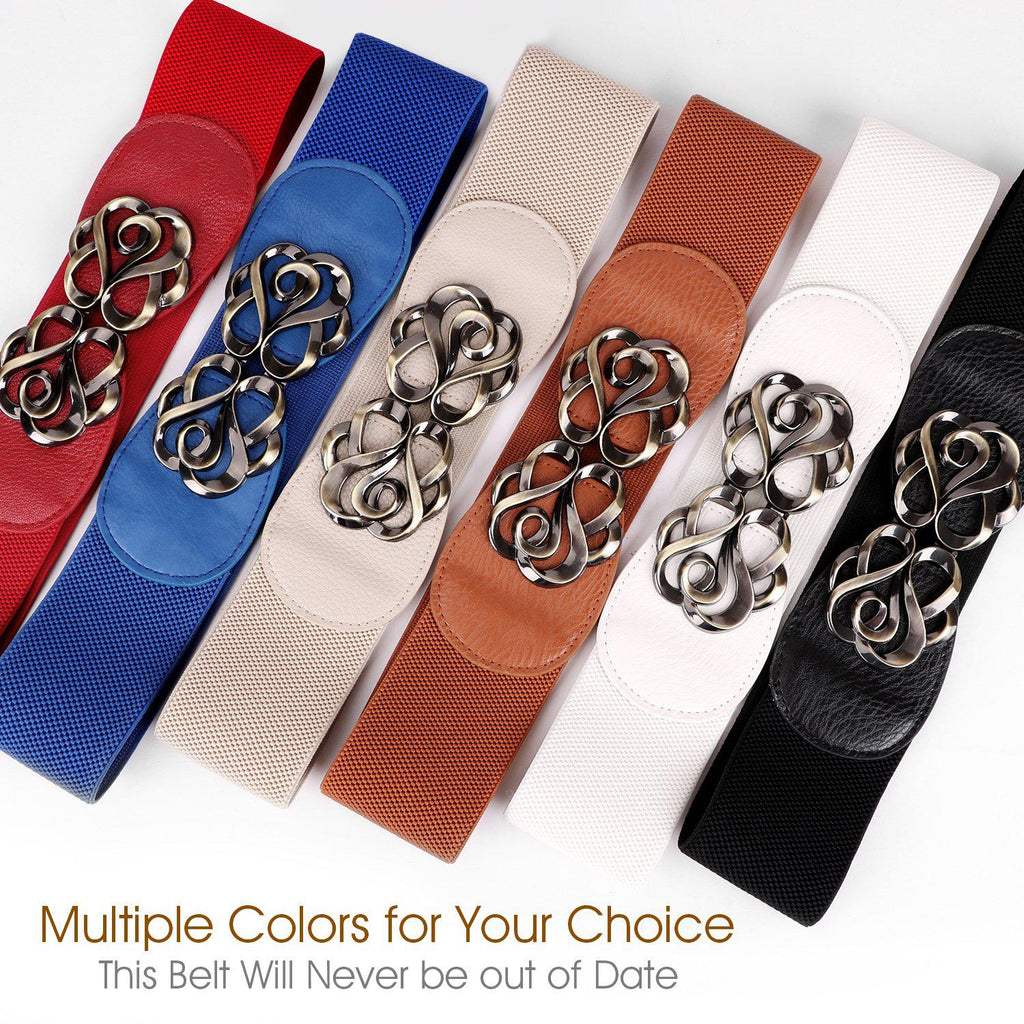 Women Stretchy Belt for Dresses Vintage Elastic Wide Waist Cinch Belt by JASGOOD 