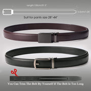 2 Pack Leather Ratchet Dress Belt for Men Perfect Fit Waist Size Up to 44" with Automatic Buckle 